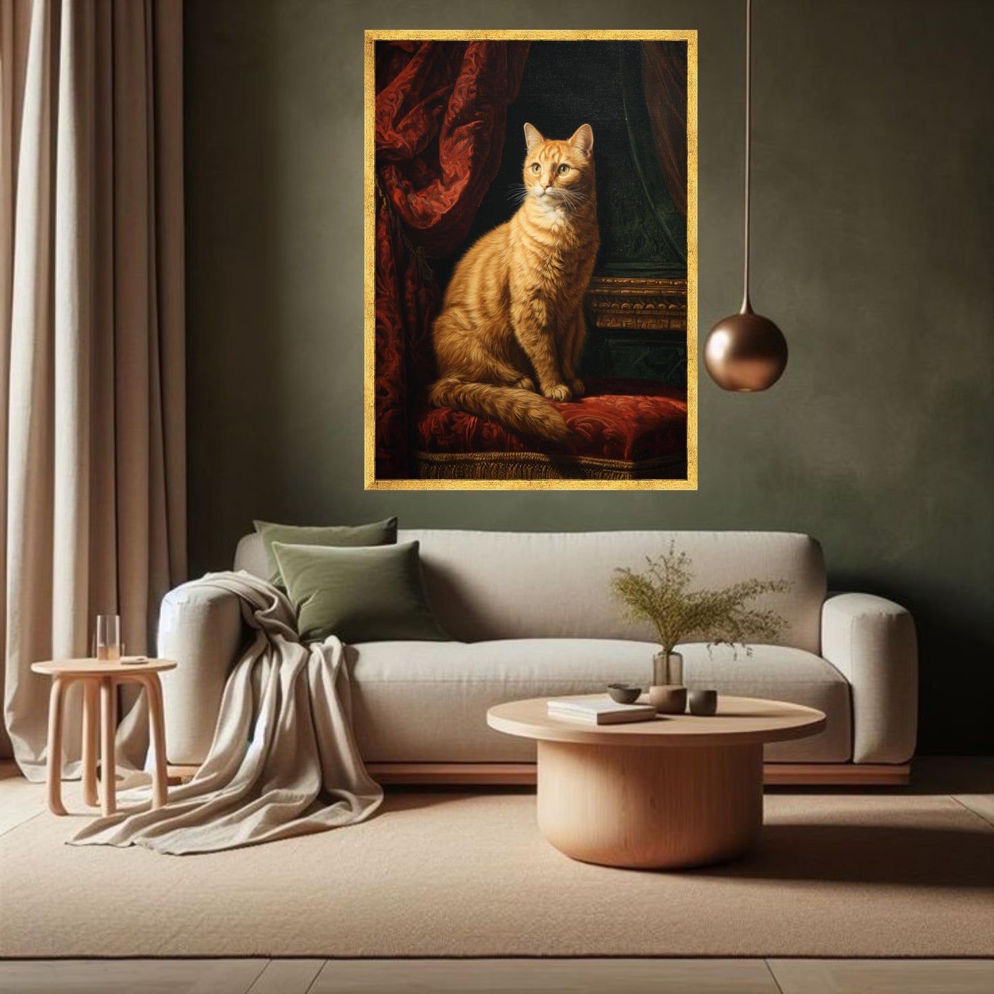 Regal Orange Tabby Cat Vintage Style Canvas Wall Art