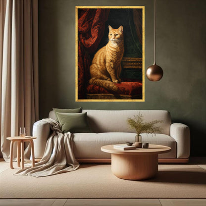 Regal Orange Tabby Cat Vintage Style Canvas Wall Art