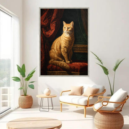 Regal Orange Tabby Cat Vintage Style Canvas Wall Art