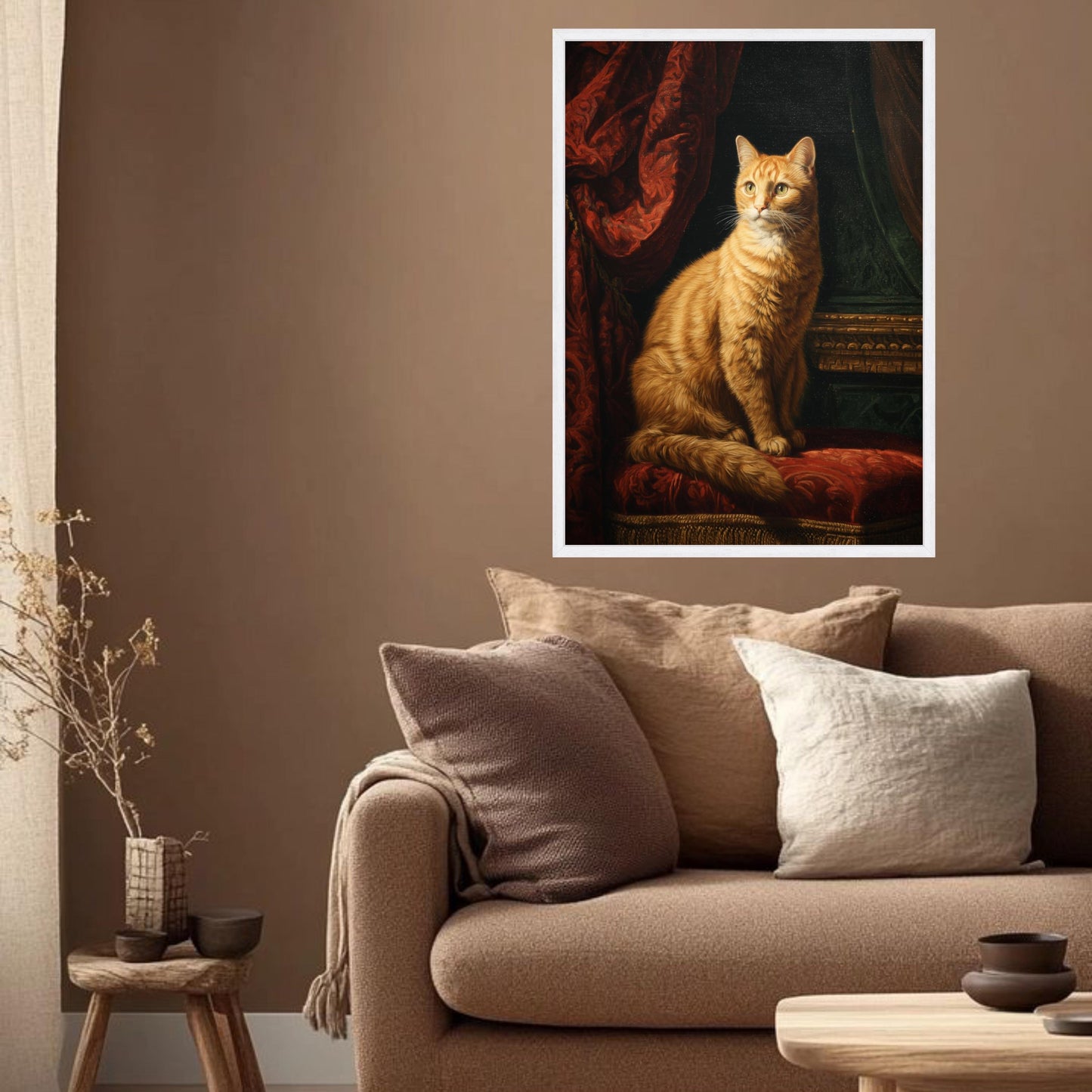 Regal Orange Tabby Cat Vintage Style Canvas Wall Art