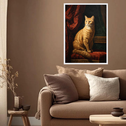 Regal Orange Tabby Cat Vintage Style Canvas Wall Art