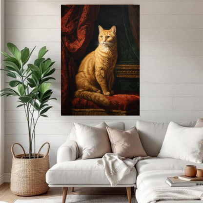 Regal Orange Tabby Cat Vintage Style Canvas Wall Art