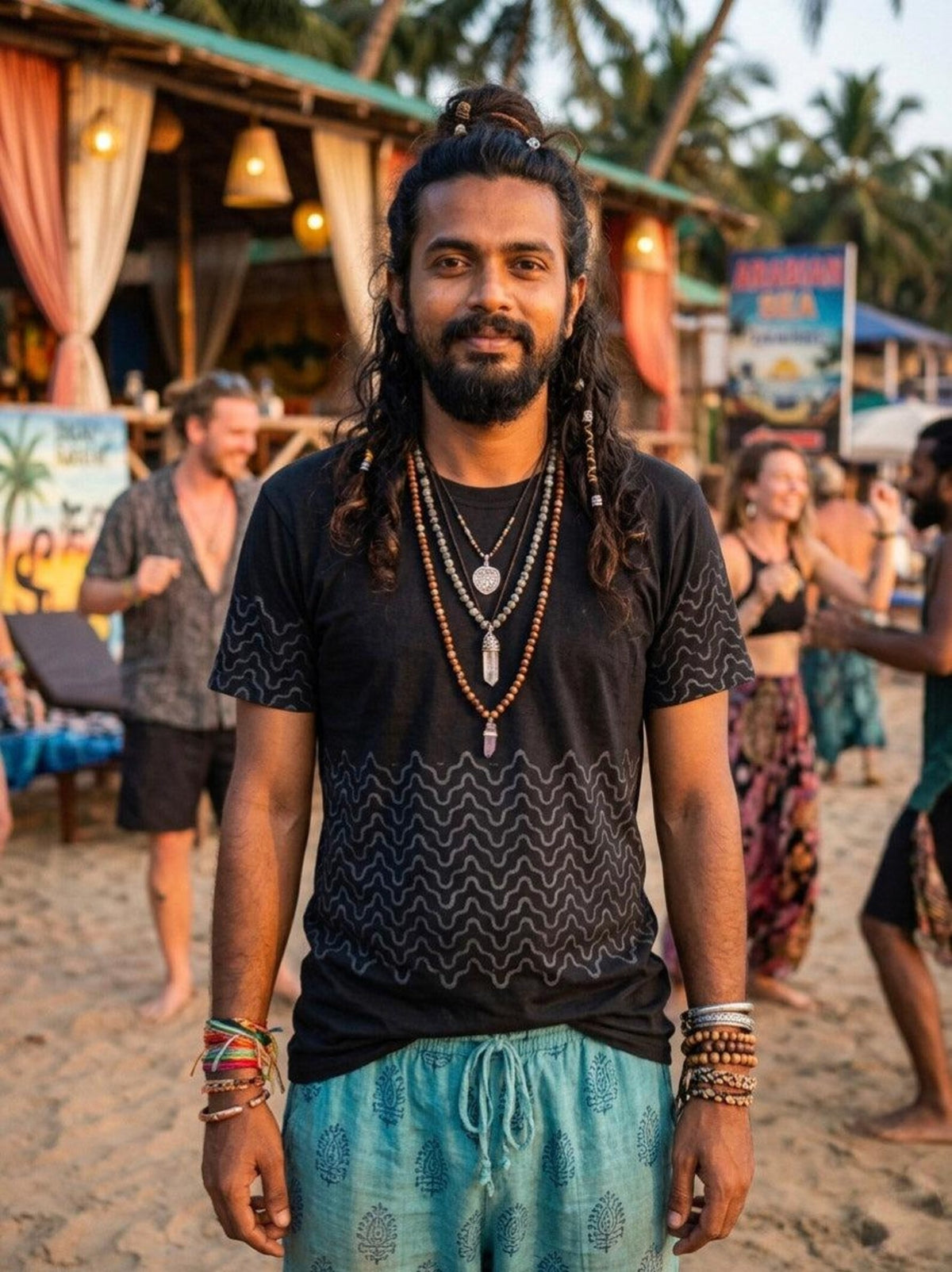 Men’s Sacred Geometry Wave T-Shirt, Festival Graphic Tee