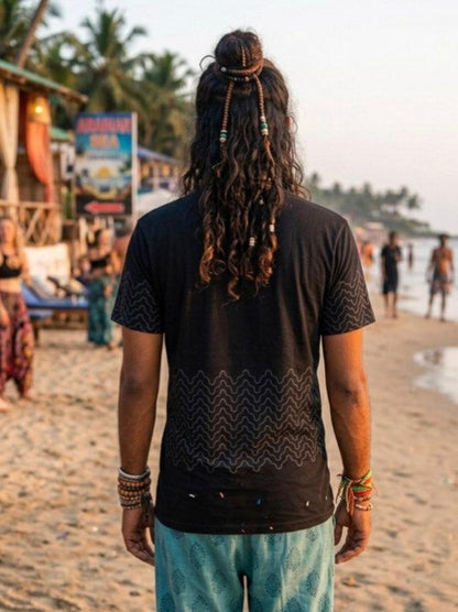 Men’s Sacred Geometry Wave T-Shirt, Festival Graphic Tee