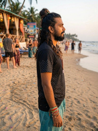 Men’s Sacred Geometry Wave T-Shirt, Festival Graphic Tee